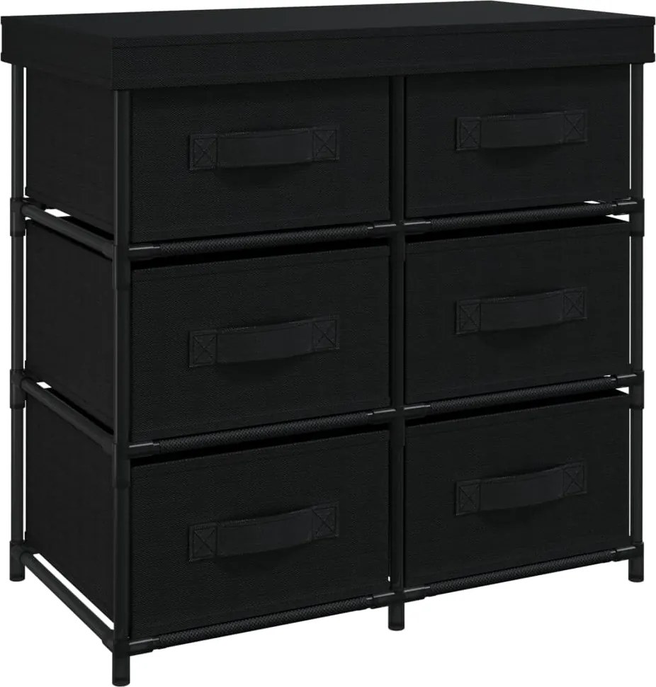 vidaXL 6 fiókos fekete acél tárolószekrény 55 x 29 x 55 cm