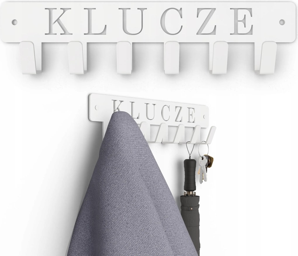 Fali Akasztó Előszoba Ruházat Kabátok Fém 6 Akasztó Fehér