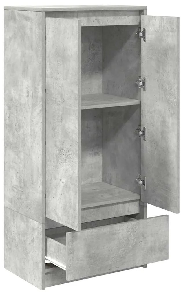betonszürke szerelt fa szekrény fiókkal 55,5x34x119,5 cm