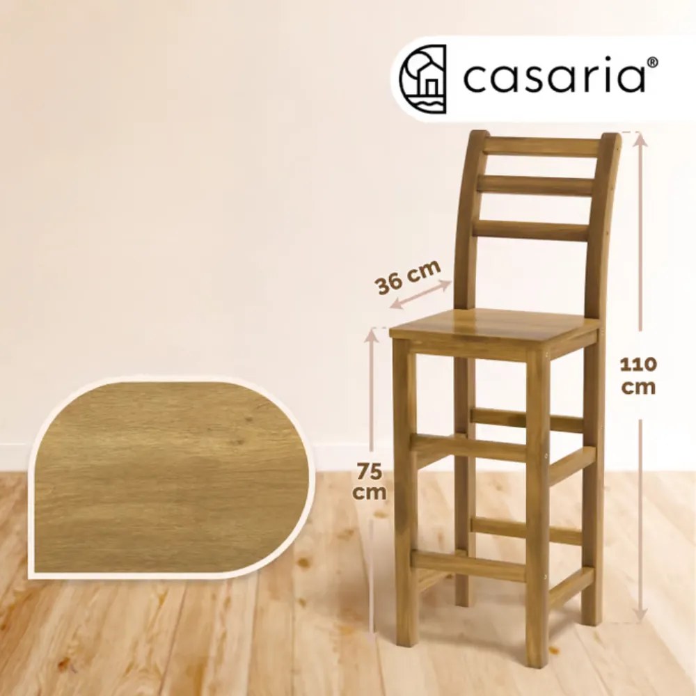 OSLO bárszék karfával, 2 db, 40x36x110cm, természetes barna Casaria