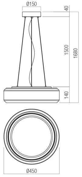 Redo 01-3592 - LED Csillár zsinóron SOLERA LED/36W/230V átm. 45 cm CRI 93 3000/4000K