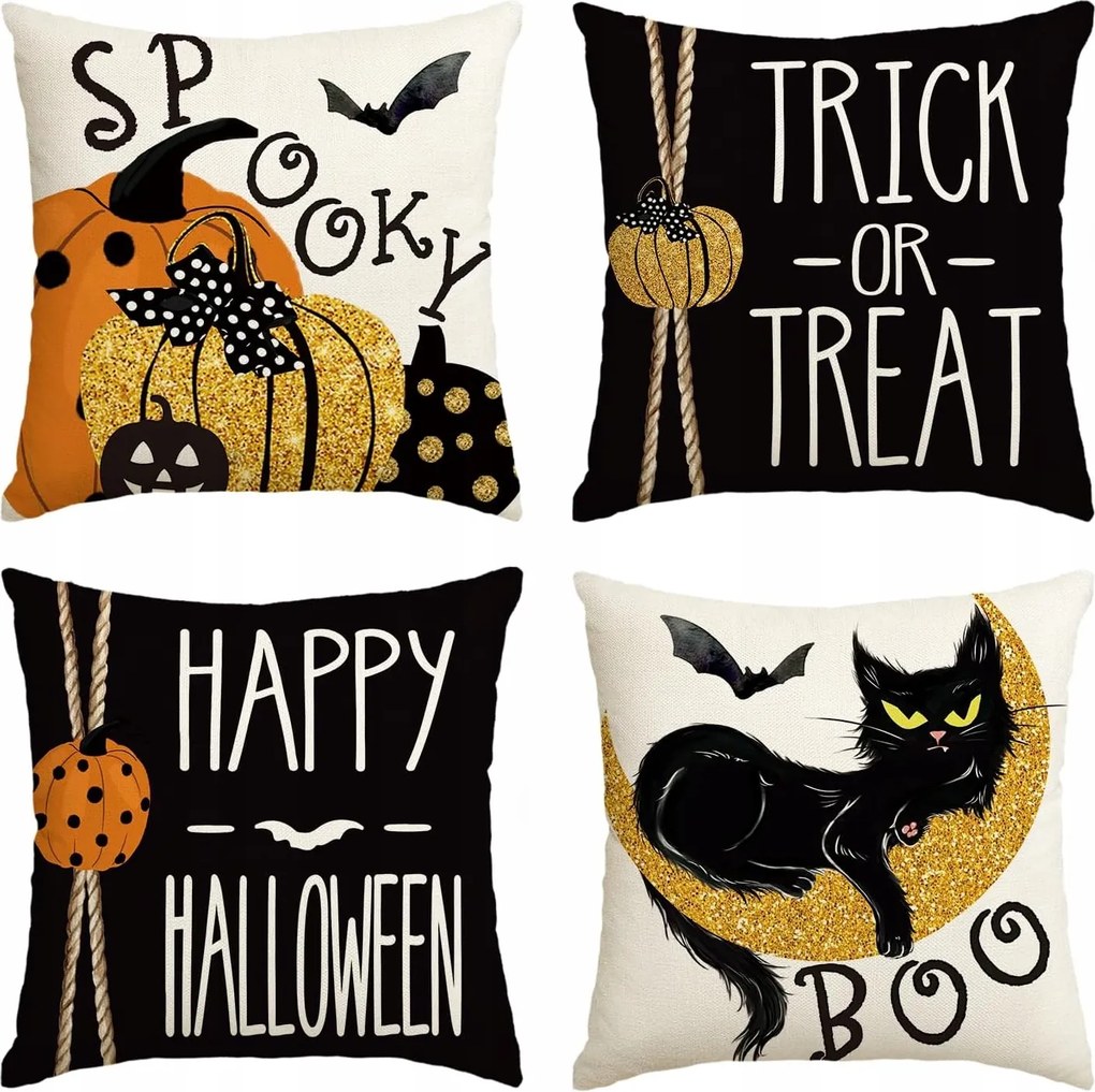 Vicces Dekoratív Párnahuzat 4 db Macska Párna 45x45cm