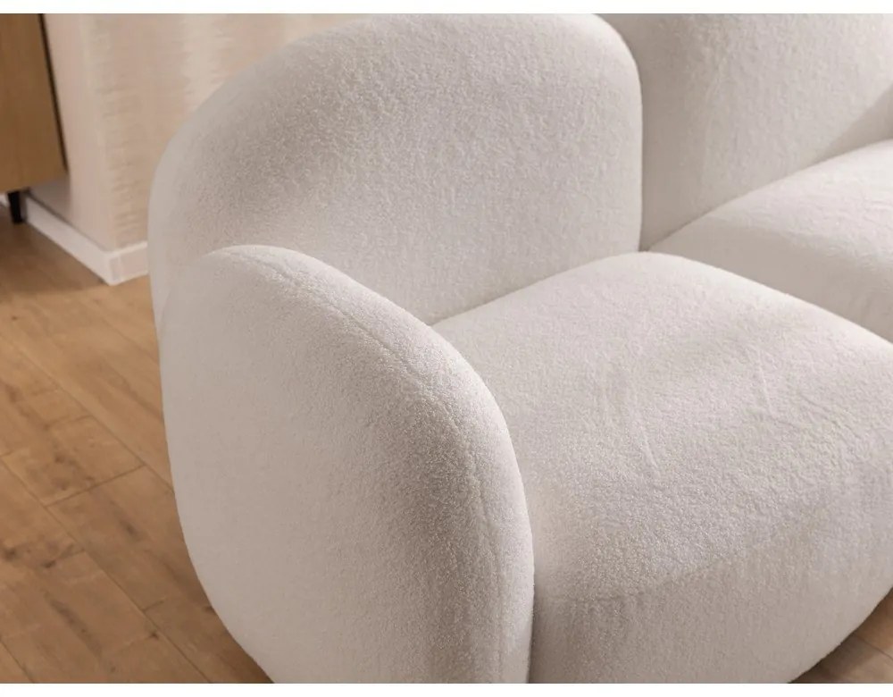 Krémszínű buklé sarokkanapé (jobb oldali-heverő résszel) Orbit – Ropez