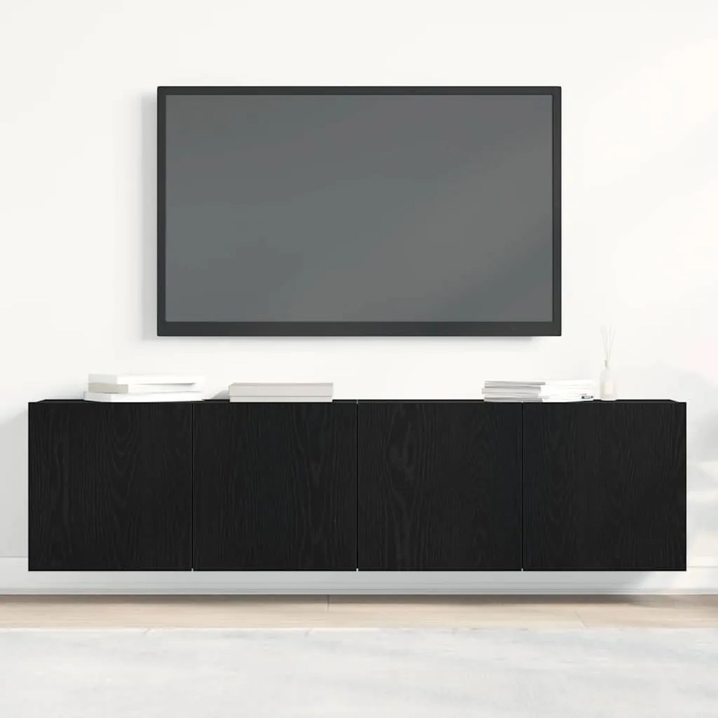 2 db fekete tölgyfa TV-szekrény 160 x 30 x 41 cm