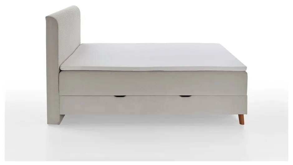 Bézs boxspring ágy tárolóhellyel 160x200 cm Memphis - Meise Möbel