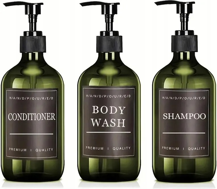 Pumpás Flakonok Fürdőszobai Adagolók Zöld Tusfürdő Sampon