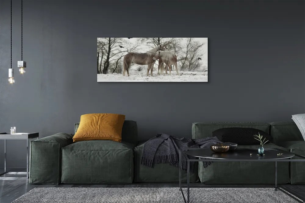 Canvas képek Téli erdő egyszarvúak 120x60 cm