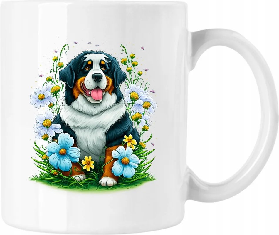 Bögre Kutya Virágok Művészet 1 Fehér 330ml