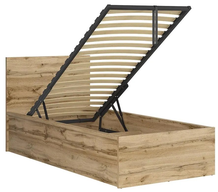 Egyszemélyes ágy 90 cm Tetrix 15 (wotan tölgy) (ágyráccsal) (tárolóhellyel). 1098501