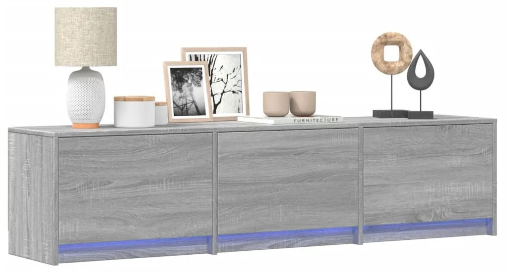 szürke sonoma színű szerelt fa TV-szekrény LED-del 165x34x40 cm