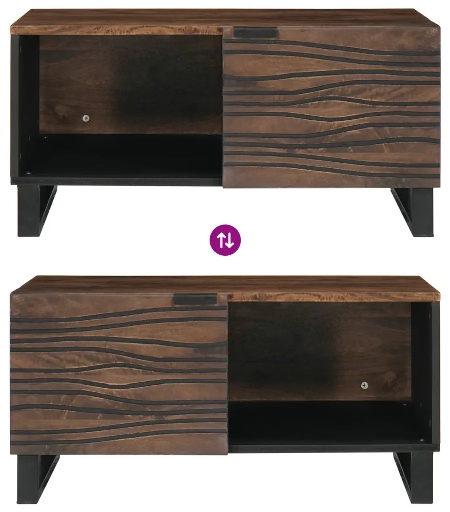 dohányzóasztal 80 x 50 x 40 cm - tömör mangófából és MDF-ből