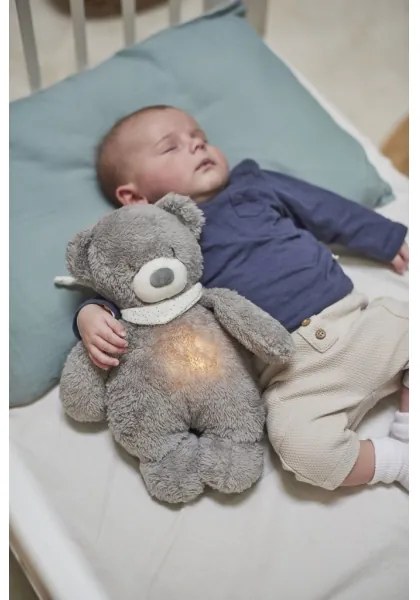 Nattou - Snuggle buddy dallammal és világítással SLEEPY BEAR 4in1 szürke