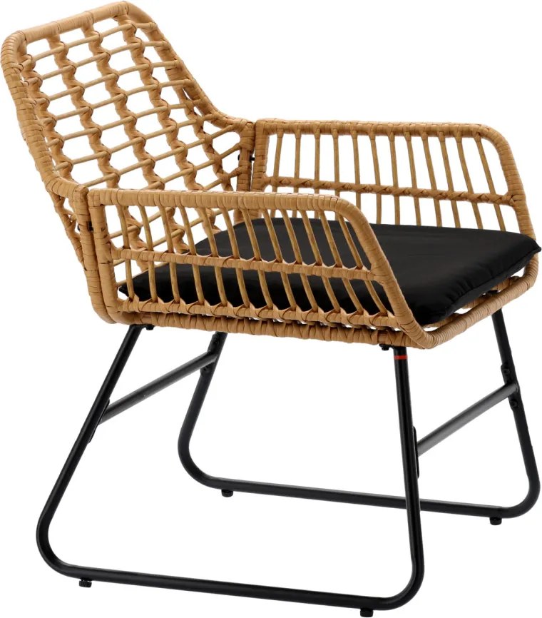 KERTI BÚTORSZETT (2 SZÉK, ASZTAL) – BARNA, PÁRNÁKKAL – FEKETE