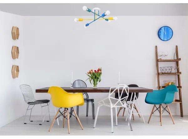 Felületre szerelhető csillár CAMBRIDGE 6xE27/20W/230V kék/sárga