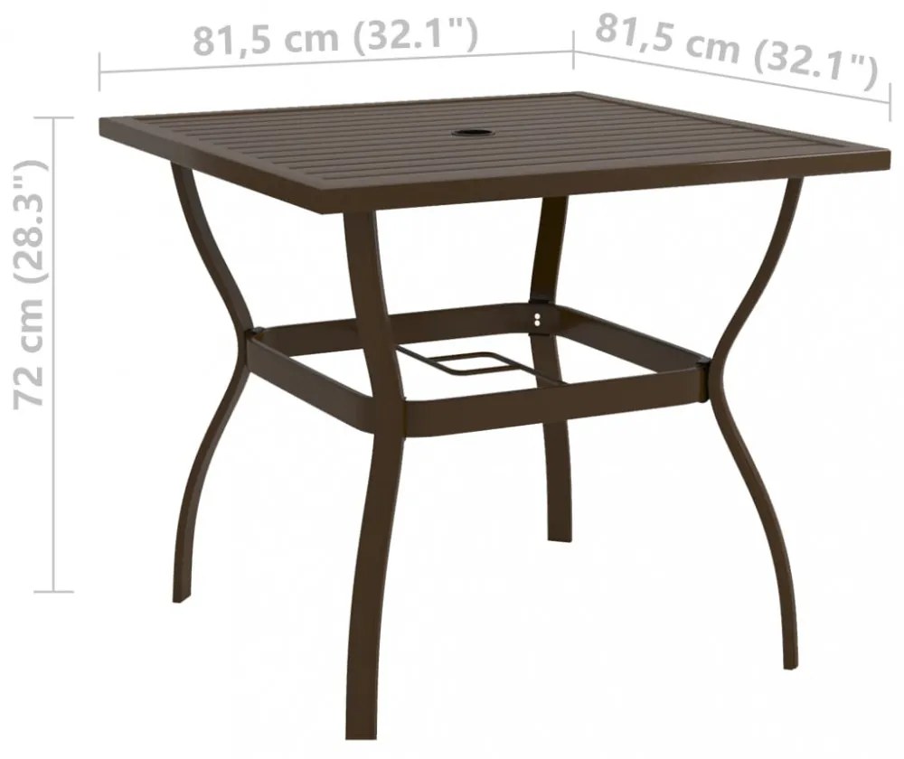 barna acél kerti asztal 81,5 x 81,5 x 72 cm