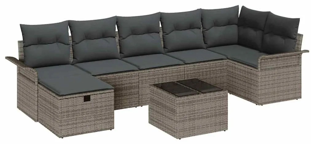 Kerti Kanapé Szett párnával 8 pcs Szürke 297,5 x 132,5 x 85 cm