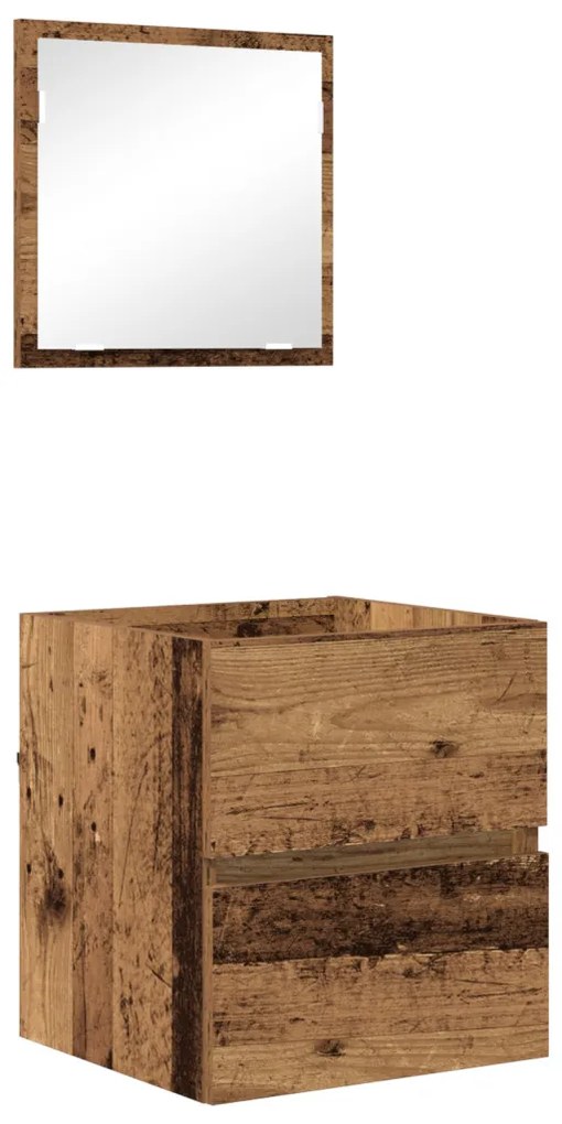 Modern Fürdőszoba Tároló Szekrény Régi Fa MDF Fa Furnérral Közepes