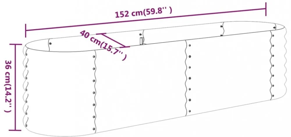 vidaXL antracitszürke porszórt acél kerti magaságyás 152x40x36 cm