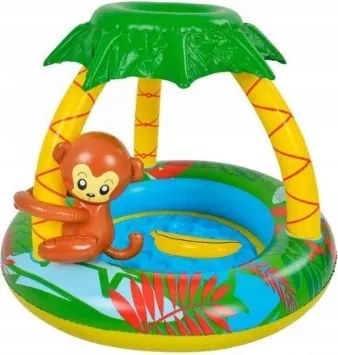 Biztonságos medence Monkey Baby pool vidám majom 102 x 102 x 80 cm napellenző