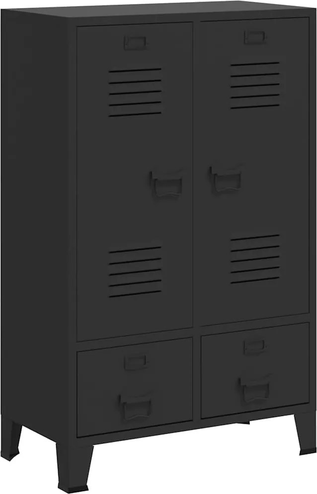 vidaXL ipari stílusú fekete fém ruhásszekrény 67 x 35 x 107 cm