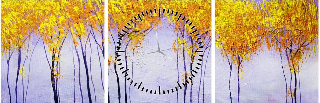 Sárga fák képe (órával) (90x30 cm)