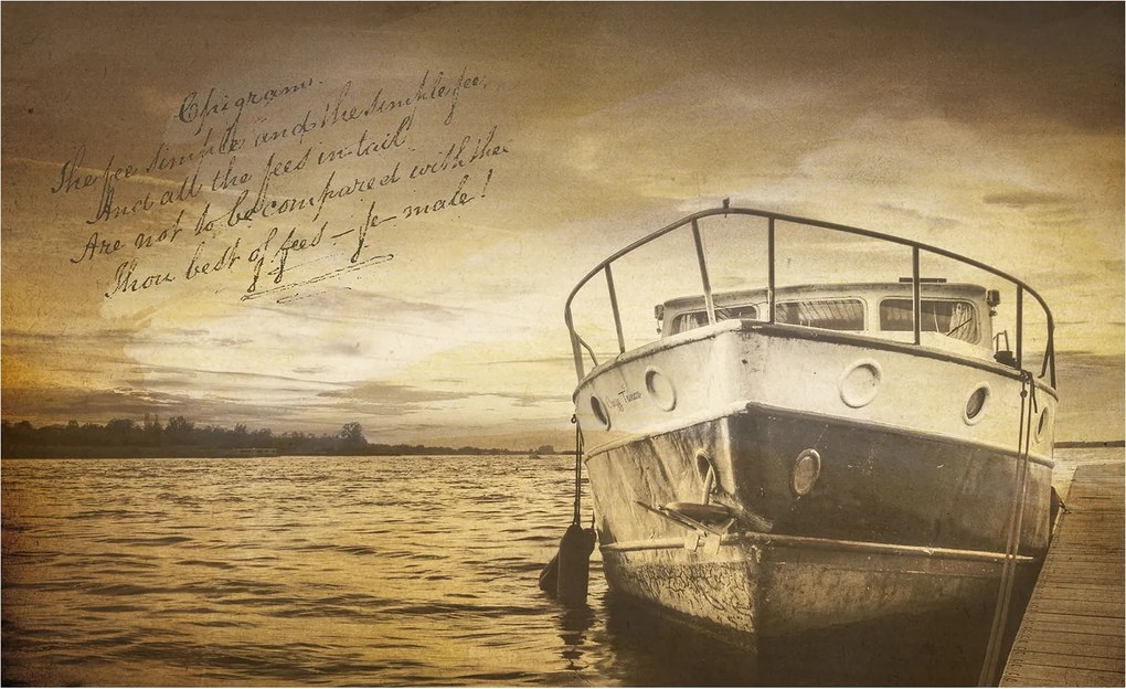 Tapéta Régi csónak a nyugodt vízen kikötő csend 254x184 vinil +ragasztó