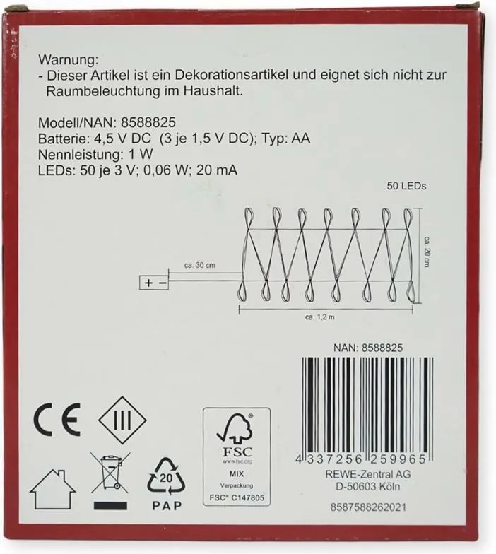 Karácsonyi lánc 50 LED, asztali futó