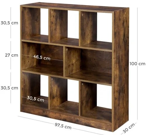 NAVARO barna könyvespolc