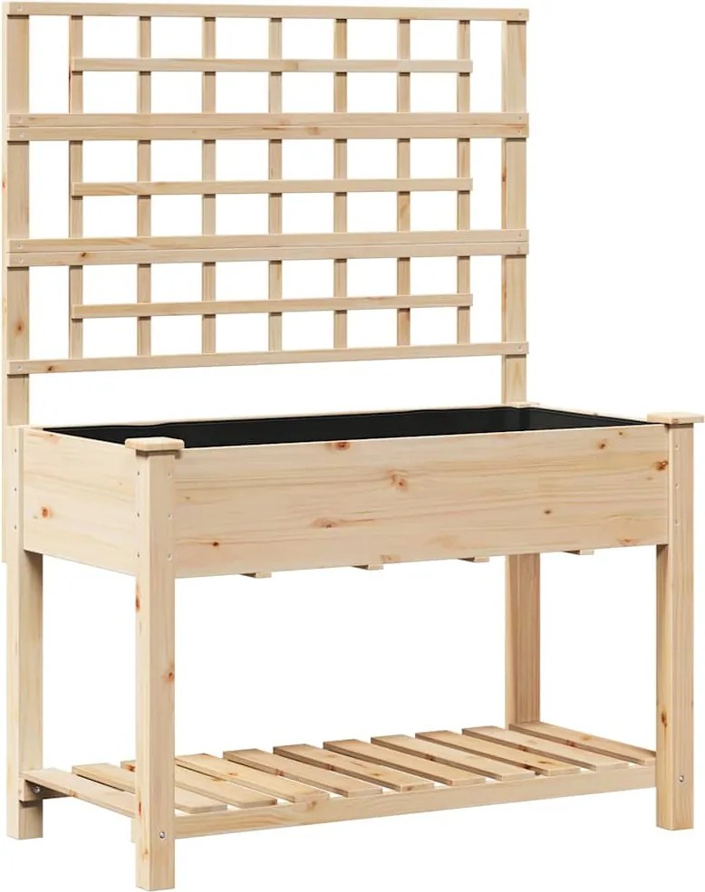 vidaXL Kerti cserép polcokkal Bézs 115 x 60,5 x 153 cm Szilárd fenyőfa