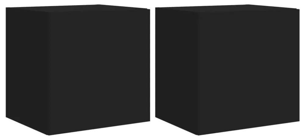 2 db fekete fali TV-szekrény LED-világítással 40,5x35x40 cm