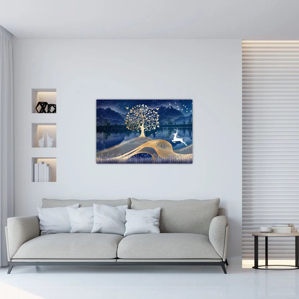 Szarvas képe teliholdkor (90x60 cm)
