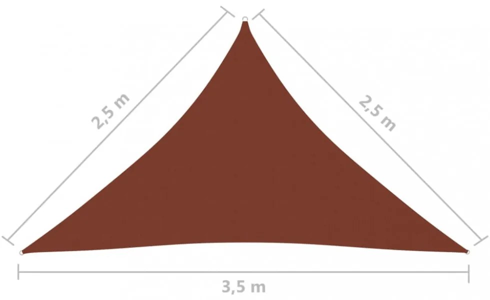 terrakotta háromszögű oxford-szövet napvitorla 2,5x2,5x3,5 m