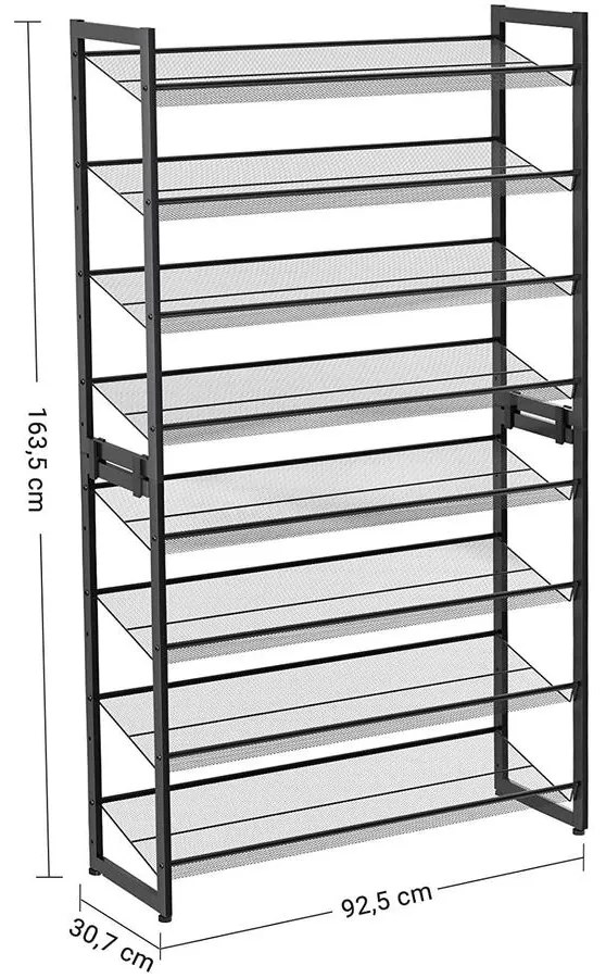 8-szintes fém cipőtartó, 2 egymásra rakható 4-szintes cipő rendszerező készlet