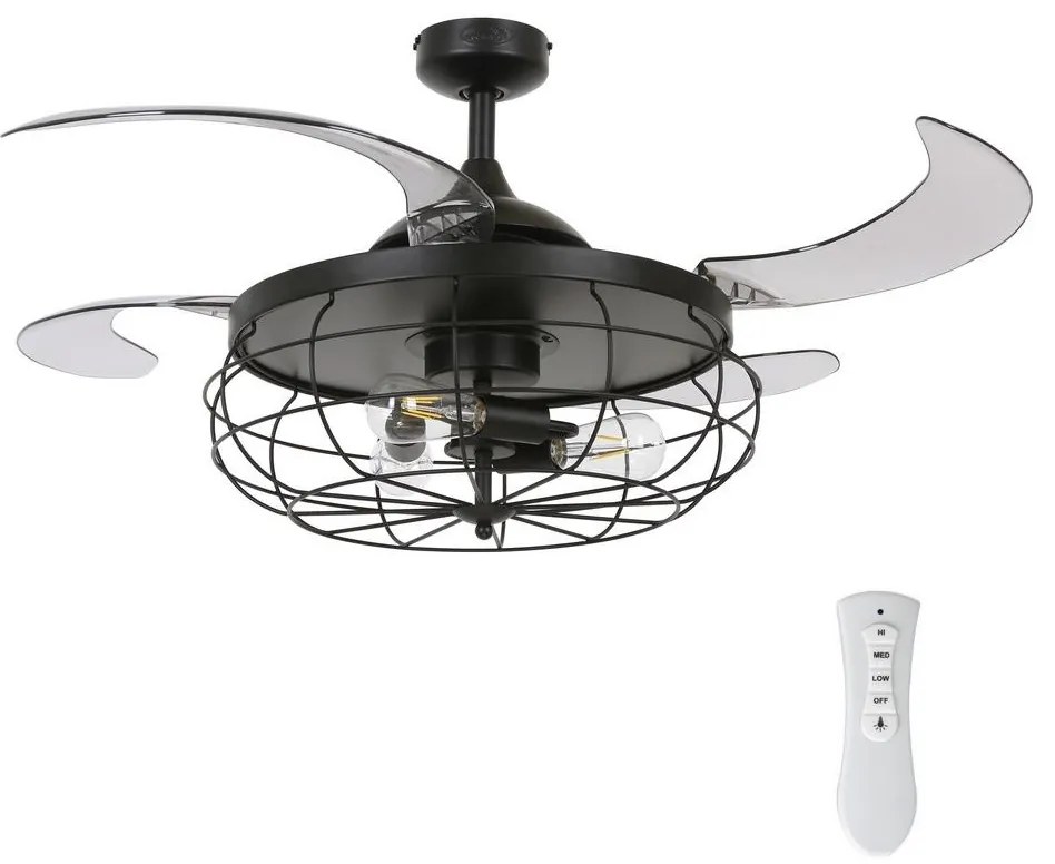 FANAWAY 212920 - LED Mennyezeti ventilátor INDUSTRI 3xE27/4W/230V fekete + távirányító