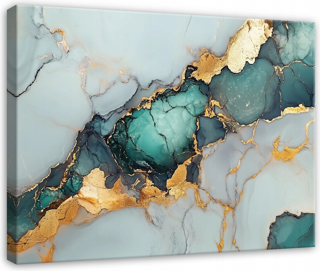 Vászonkép Absztrakt Márvány Arany Zöld Nappali Hálószoba 40x30