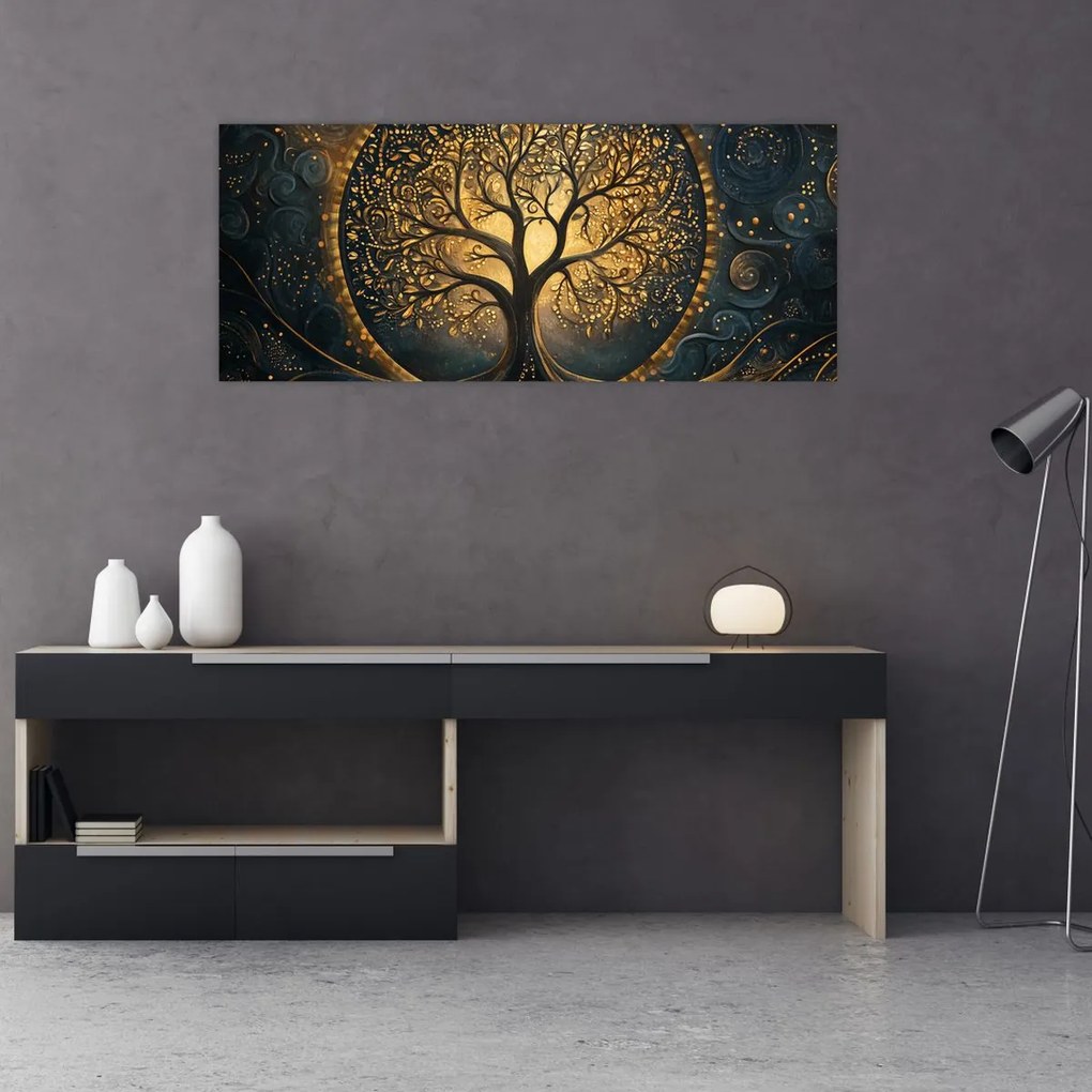 Kép – Arany aurájú fa (120x50 cm)