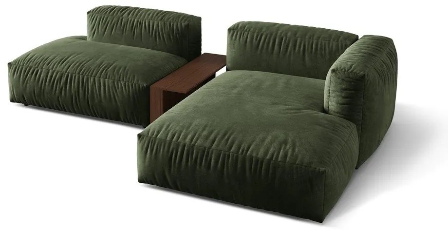 Zöld bársony moduláris sarokkanapé (jobb oldali-heverő résszel) Martina – Micadoni