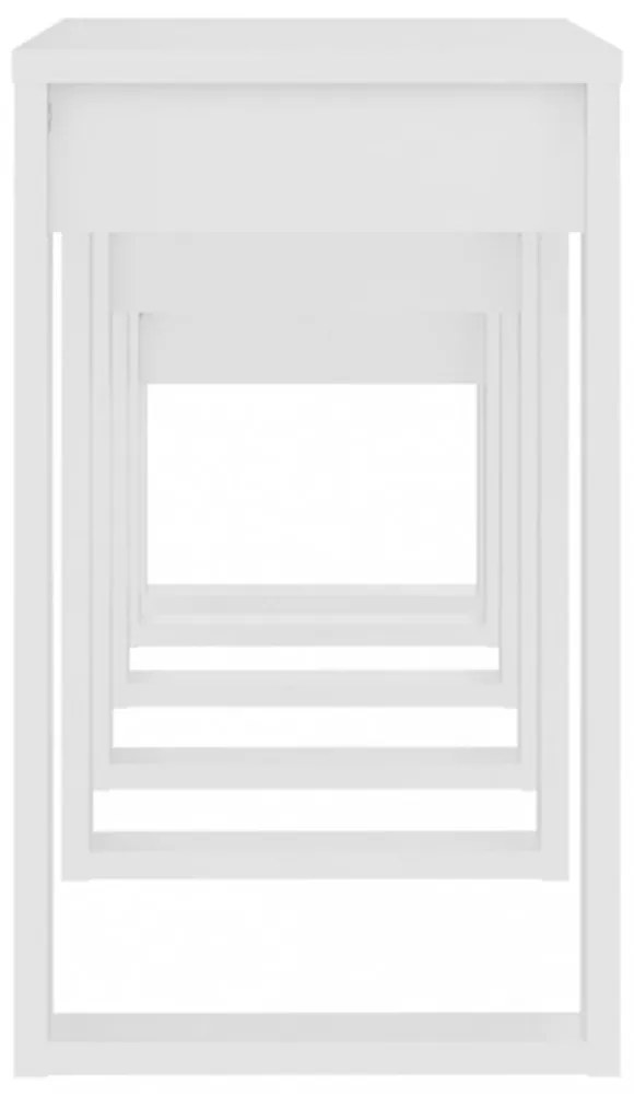 3 db fehér, rétegelt fa egymásba rakható asztal