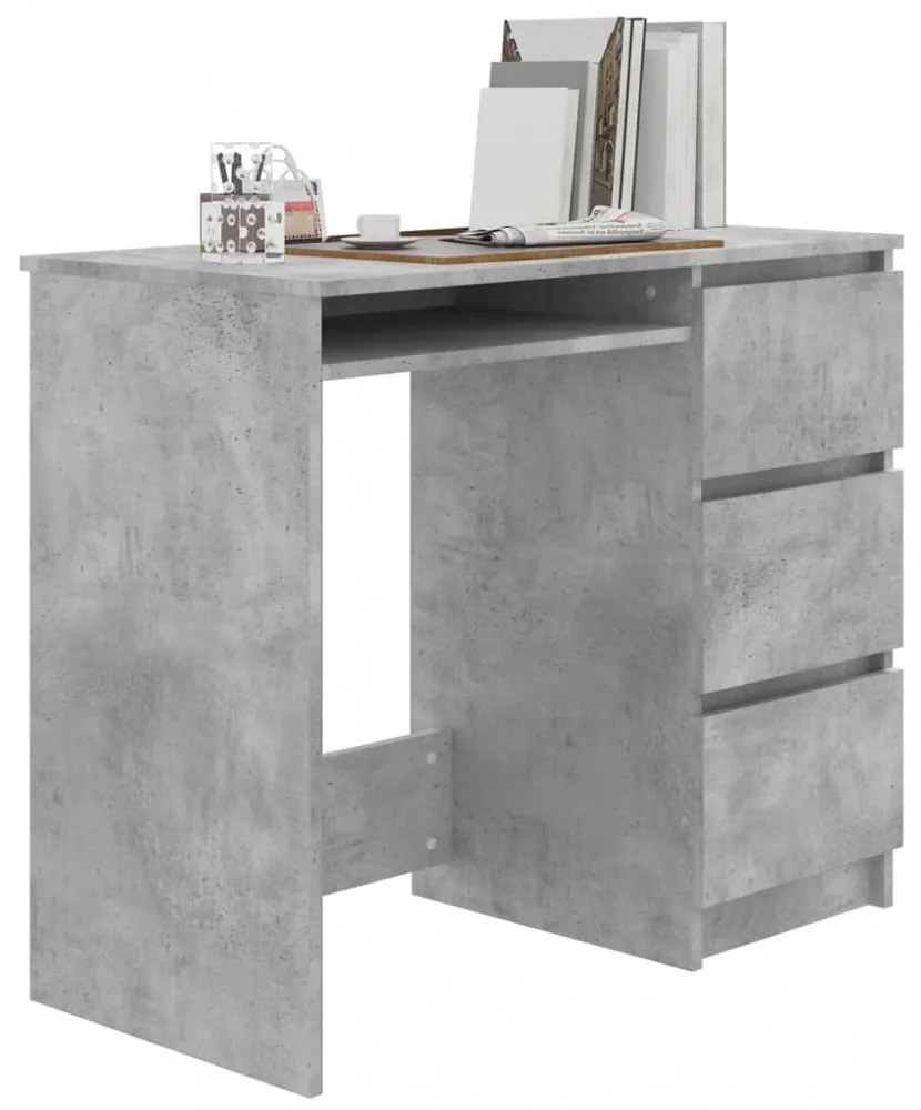 betonszürke szerelt fa íróasztal 90 x 45 x 76 cm