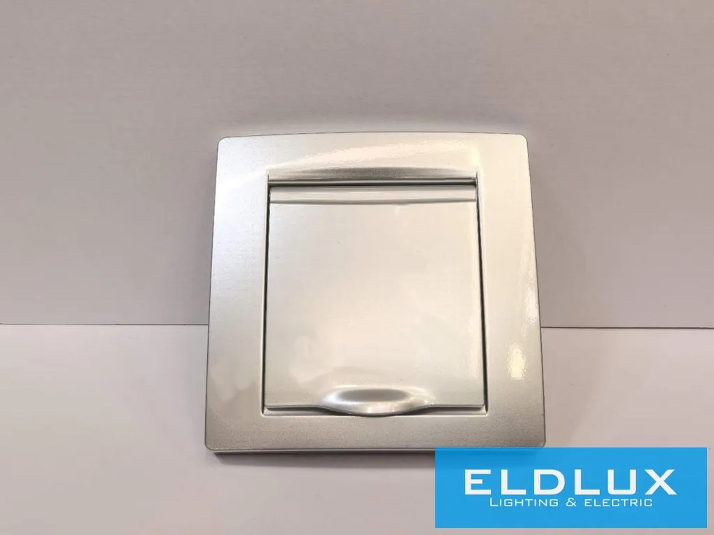 ELDGROUND 2P+F konnektor gyerekvédelemmel csapfedéllel Ezüst IP44