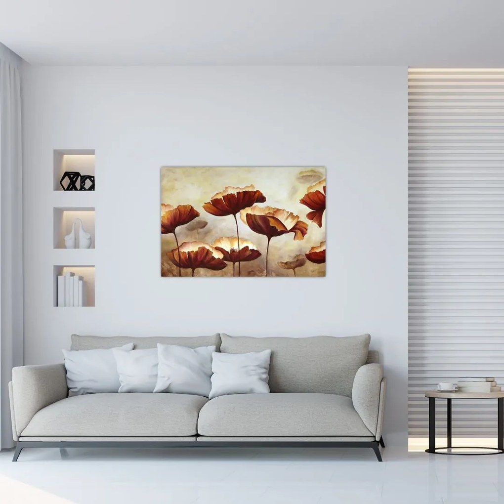 Piros virágok képe (90x60 cm)