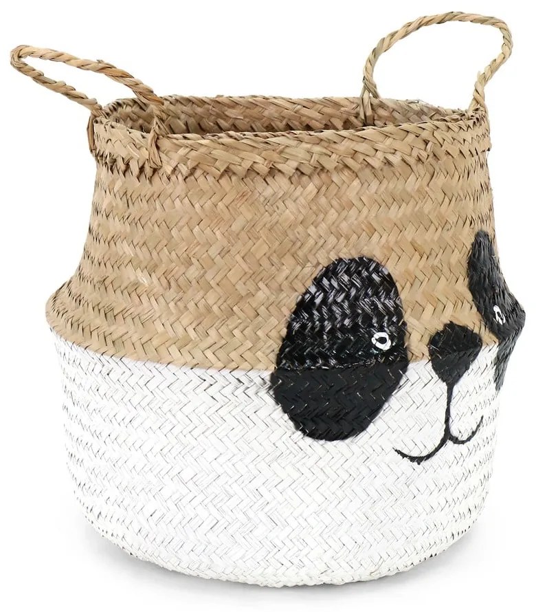 Fehér-natúr színű tengerifű játéktároló kosár ø 25x24 cm Panda – Compactor