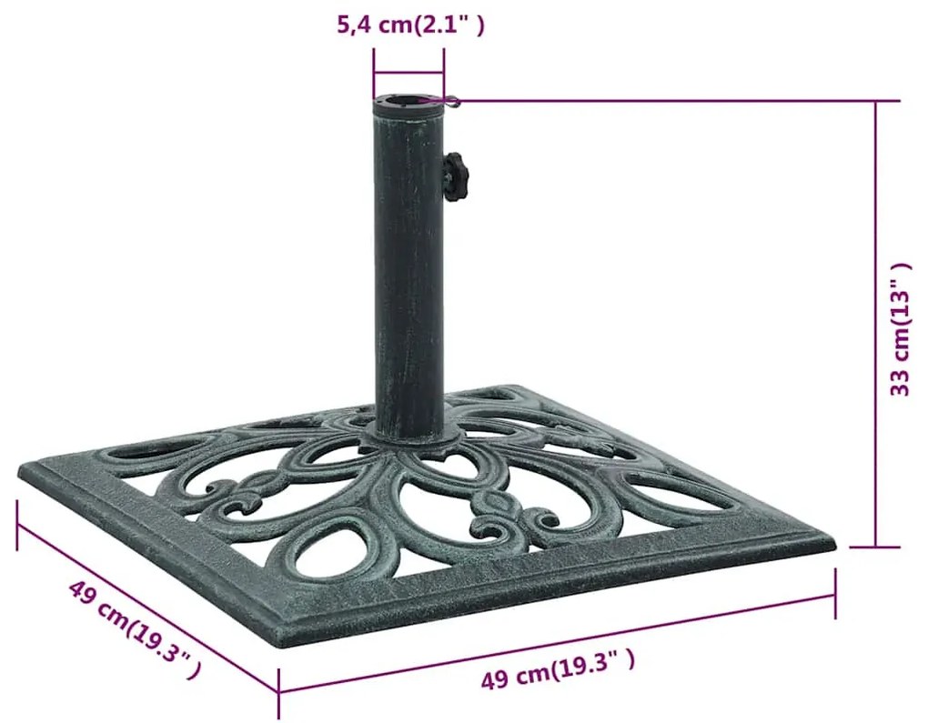 zöld öntöttvas napernyőtalp 12 kg 49 cm