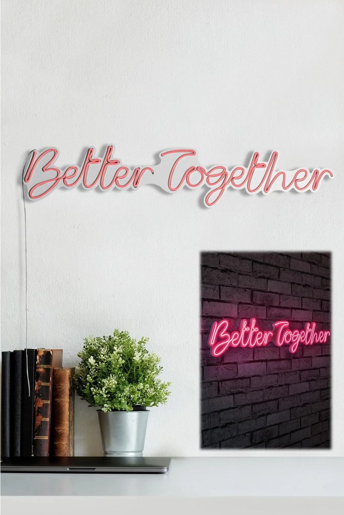 Műanyag LED-es fali dekoráció, Better Together - Pink