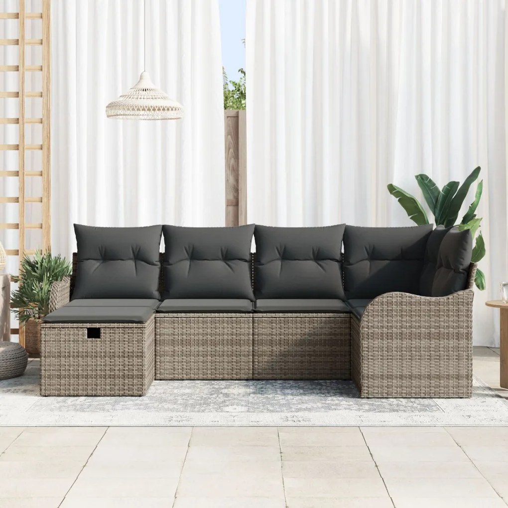 Kerti Kanapé Szett párnával 6 pcs Szürke 232.5 x 122.5 x 85 cm