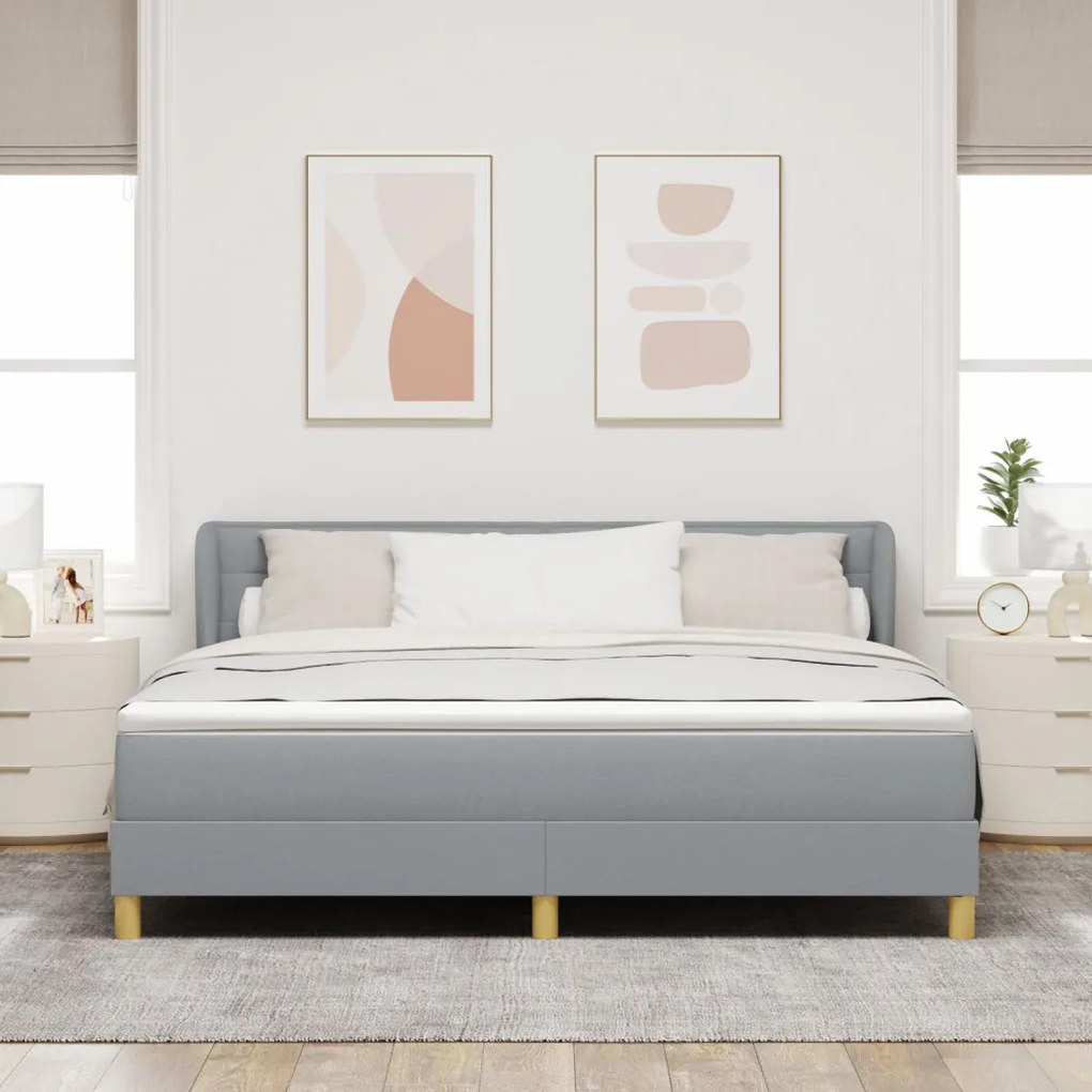 vidaXL Boxspring Ágy Mattal Világosszürke 180x200 cm Szövet