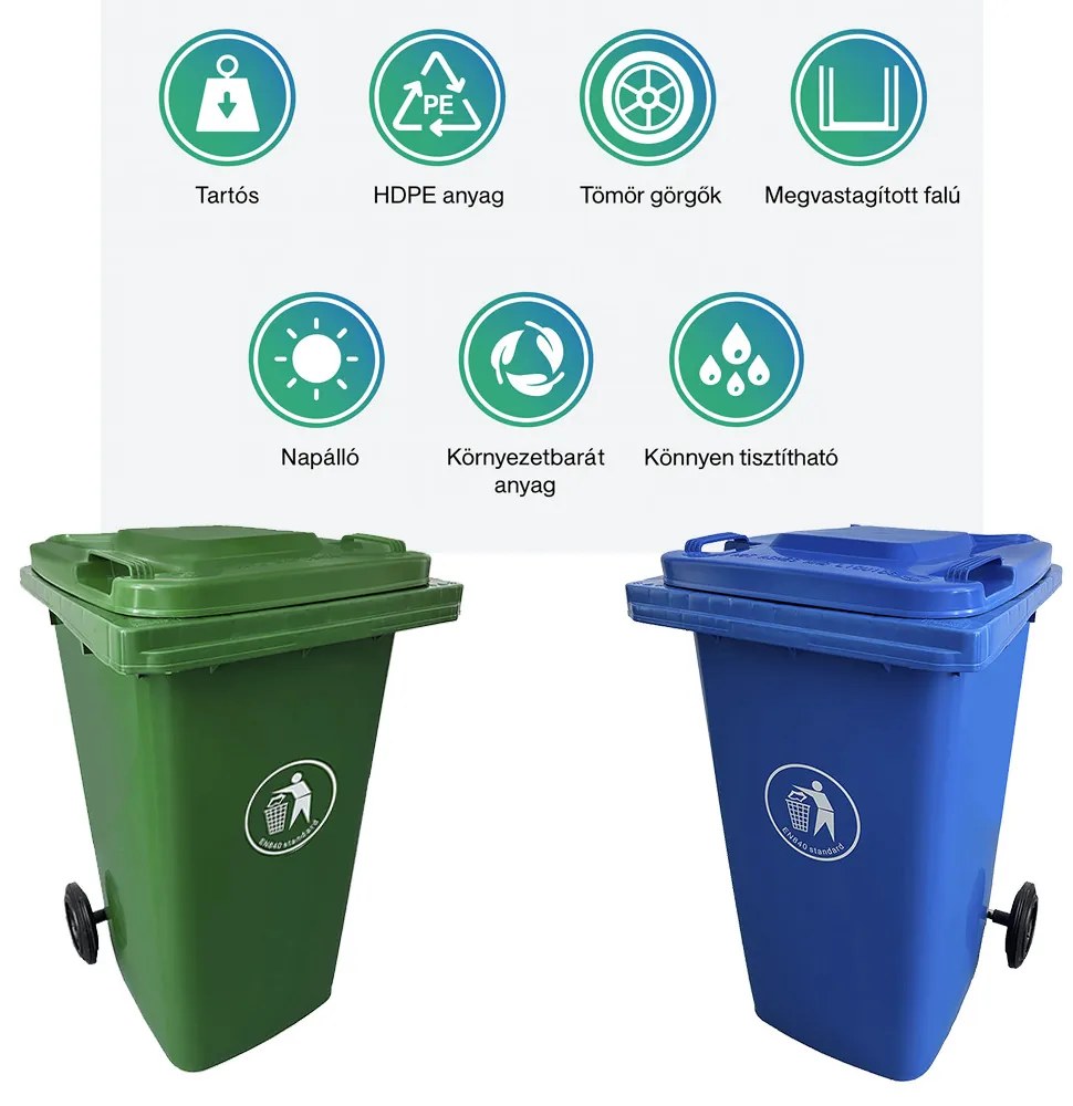 Hulladéktároló 120L zöld