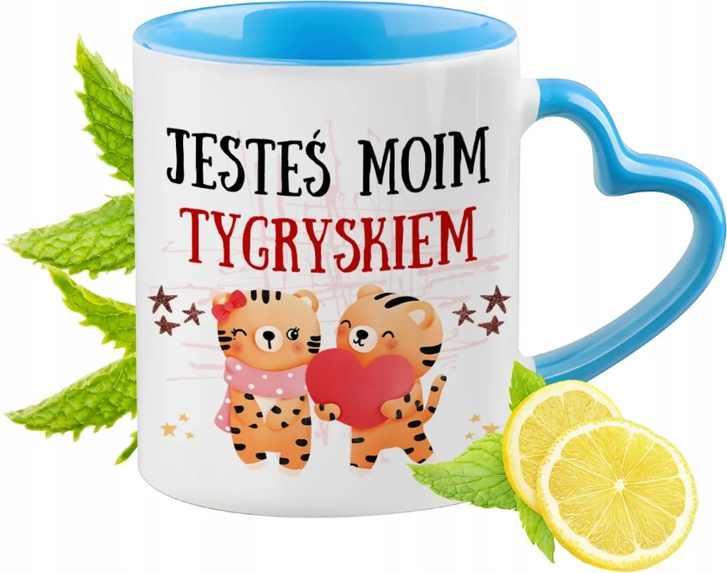 Tigris Kék Bögre Szív Alakú Füllel Ajándék