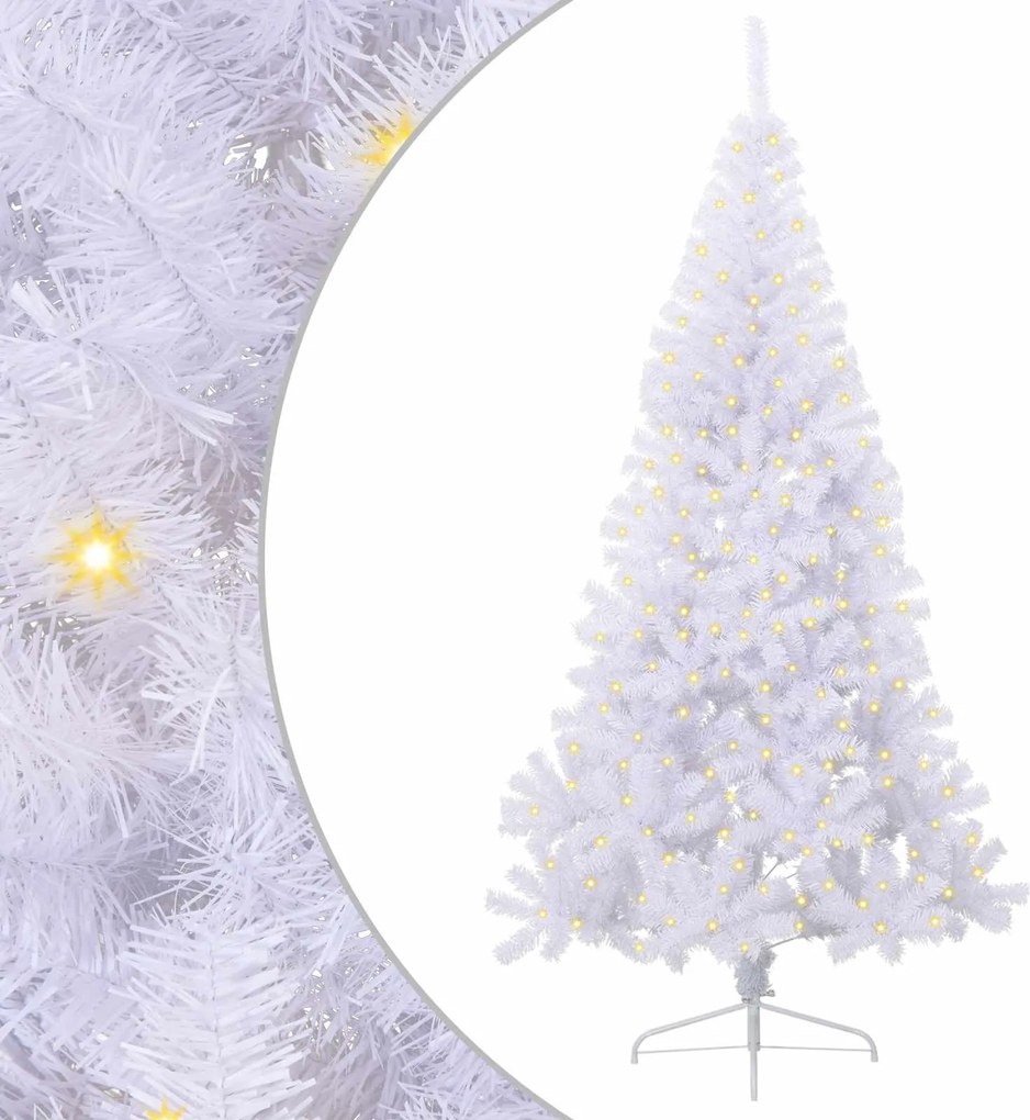 vidaXL Mű karácsonyfa 300 LED-del állvánnyal Fehér 240 cm PVC és Acél