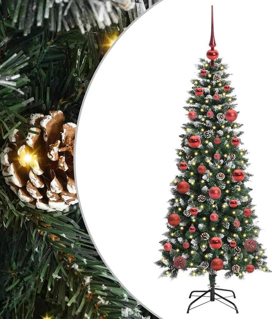 vidaXL Mű karácsonyfa 150 LED-del Zöld 150 cm PVC és Műanyag és Acél